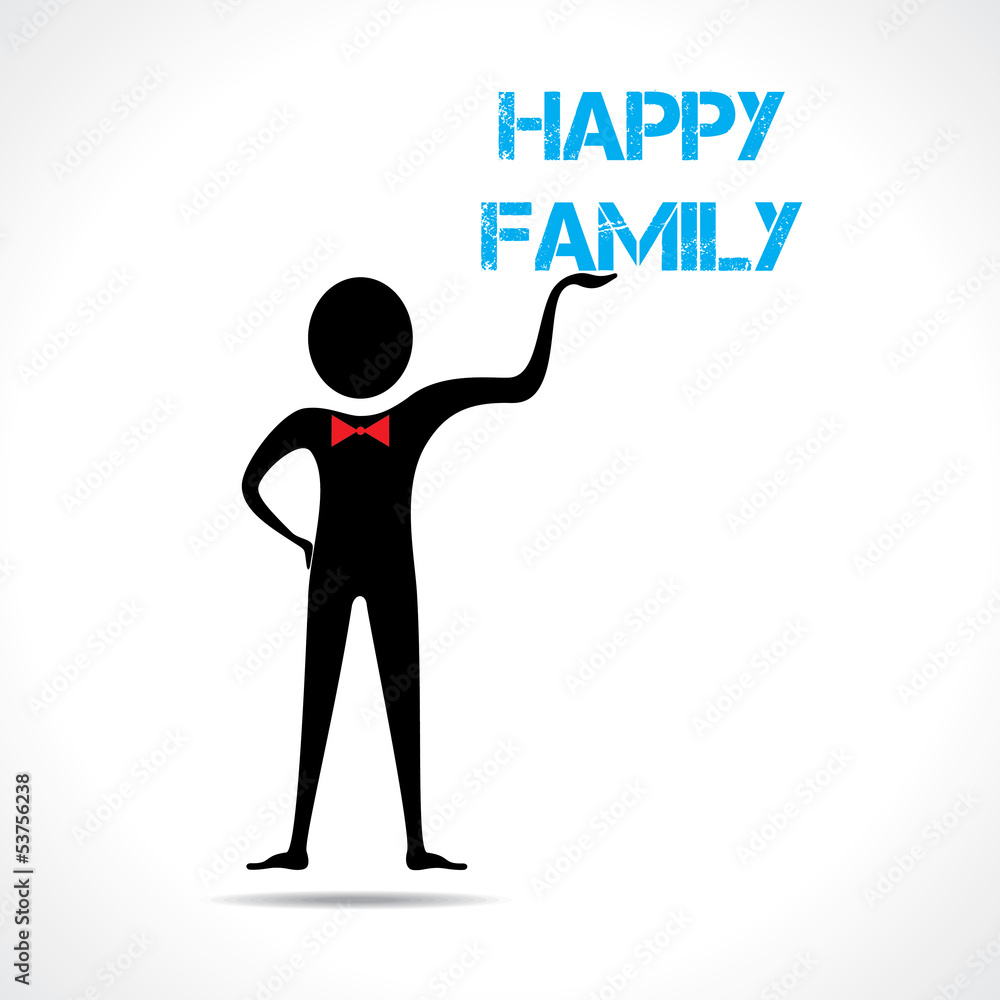 Man holding happy family text Man holding happy family text