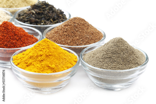 Variety of Raw Authentic Indian Spice Powder