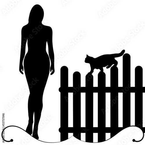 DONNA FIGURA INTERA CON GATTO