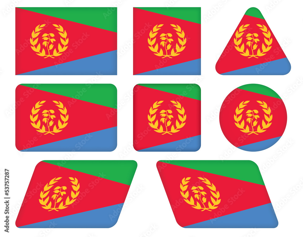 set of buttons with flag of Eritrea