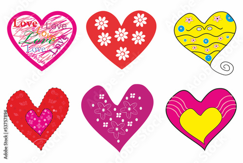 Beautiful set of romantic hearts.Vector illustration