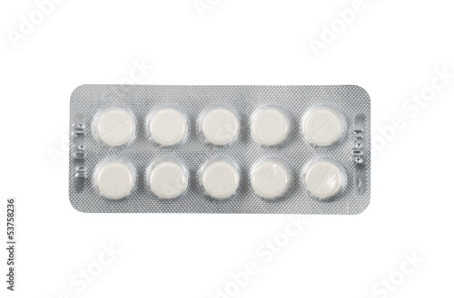 Blister bubble pack of pills isolated