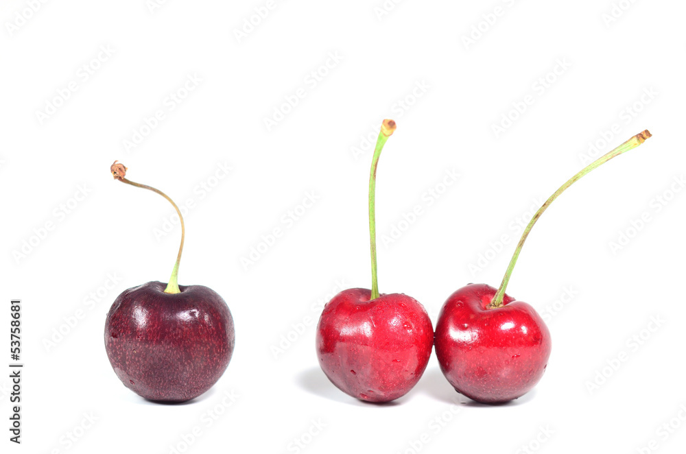Difference of Cherries on white background Difference of Cherries on white background