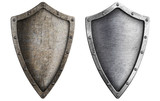 aged metal shield set isolated on white