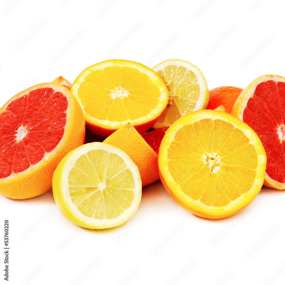 collection fruits on white collection fruits on white