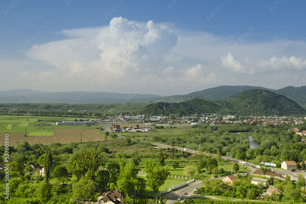 Landscape of rural field at Transcarpathia region, Europe.