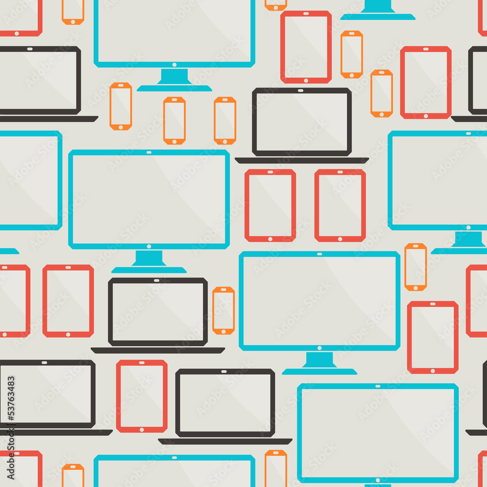 Seamless pattern with electronic devices.