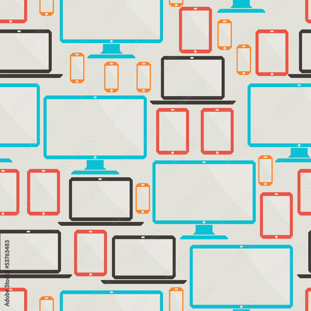 Seamless pattern with electronic devices. Seamless pattern with electronic devices.