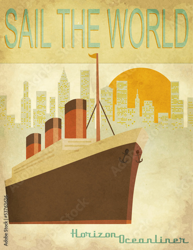Sail the World Vintage poster