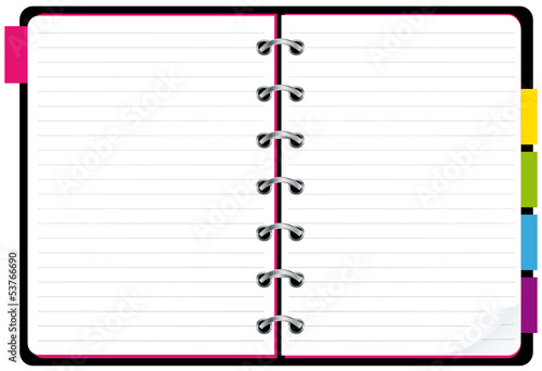 Agenda organiseur onglets colorés.