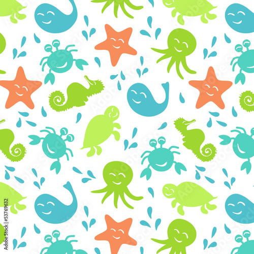 seamless pattern multicolored of marine animals