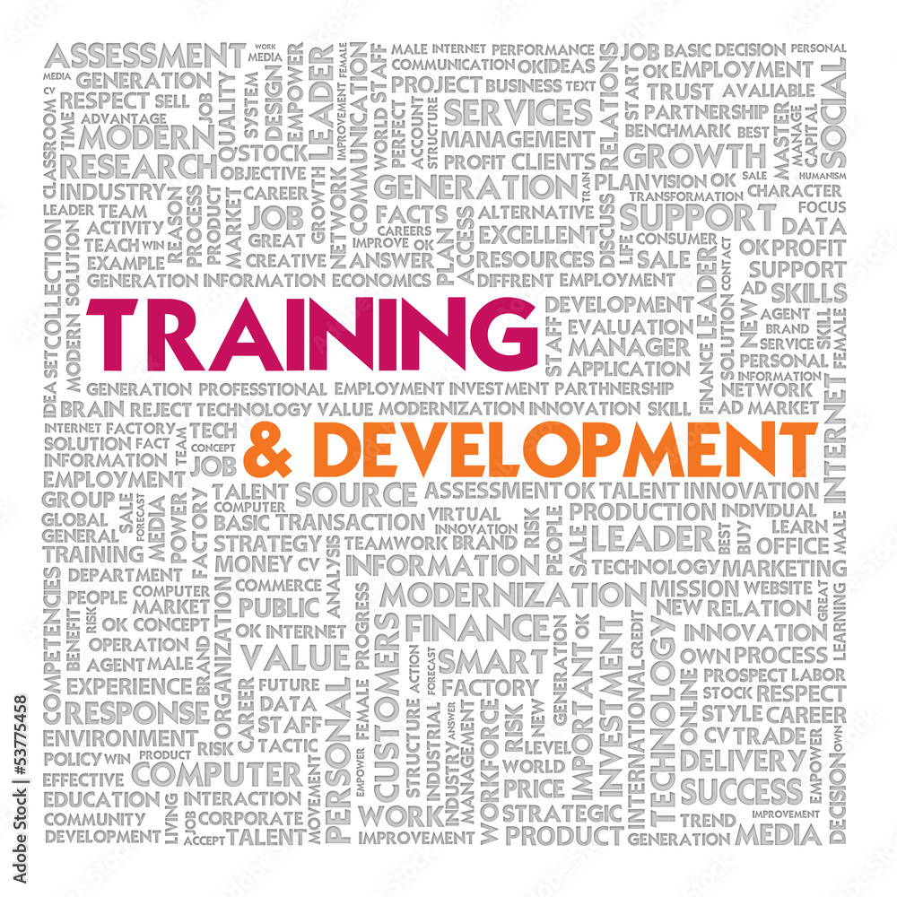Fototapeta premium Word cloud for business and finance concept, Training and Devel
