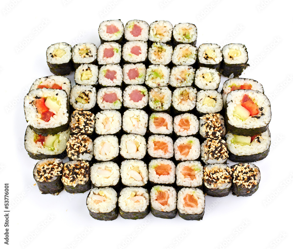 sushi, rolls isolated on white sushi, rolls isolated on white