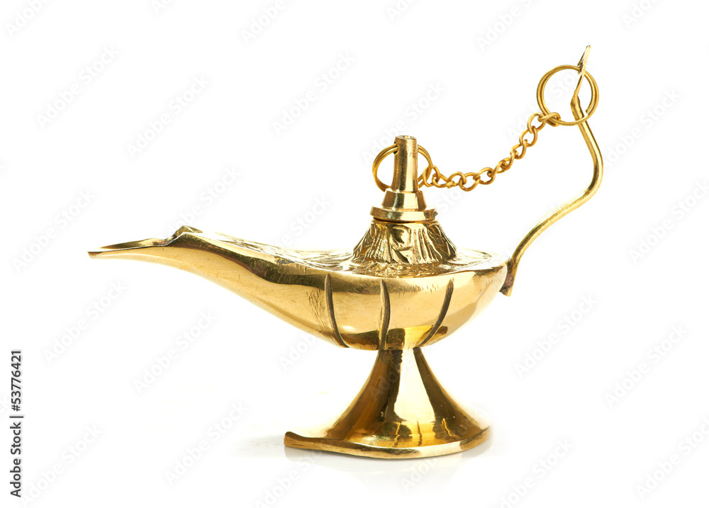 Aladdin magic lamp isolated on white