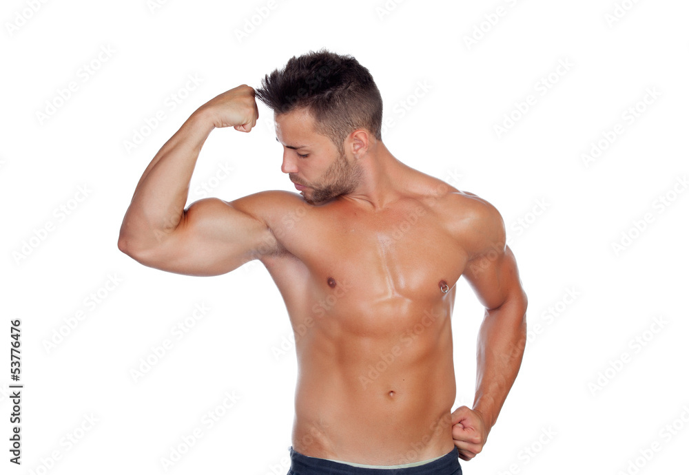 Muscular man showing his body