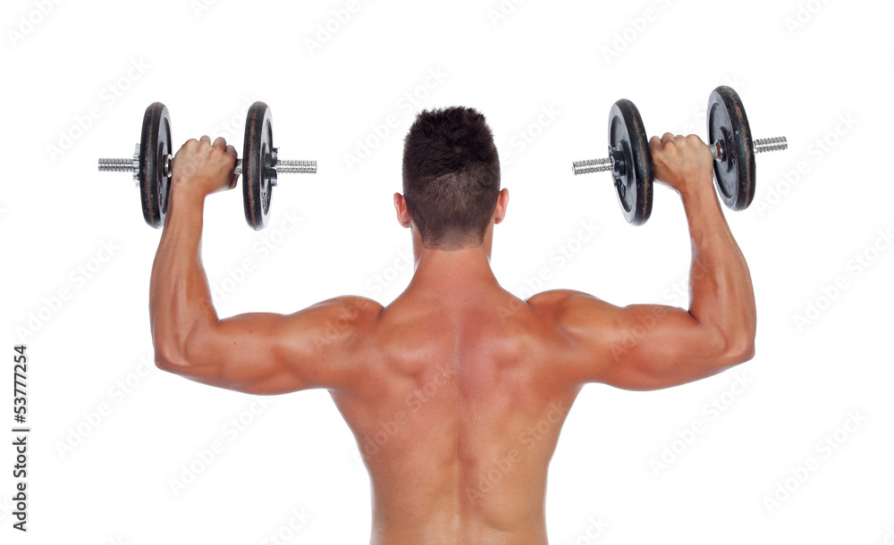 Muscular man lifting weights Muscular man lifting weights