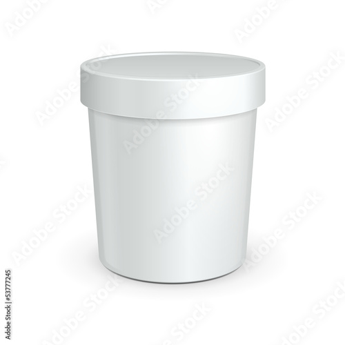 White Tub Food Plastic Container For Dessert, Yogurt, Ice Cream