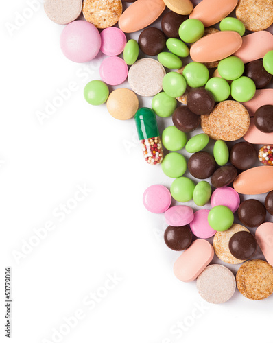 heap of colorful pills