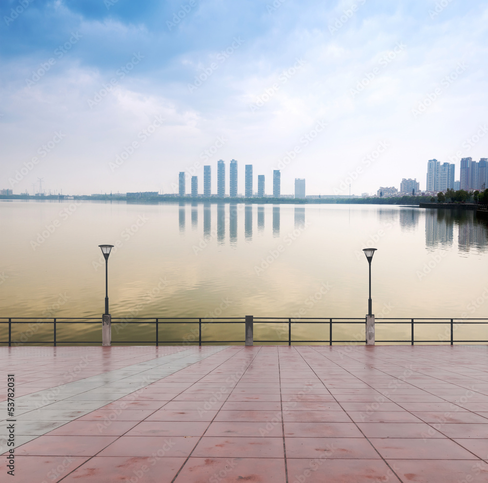 China Shanghai Bund, Lujiazui financial district panorama.