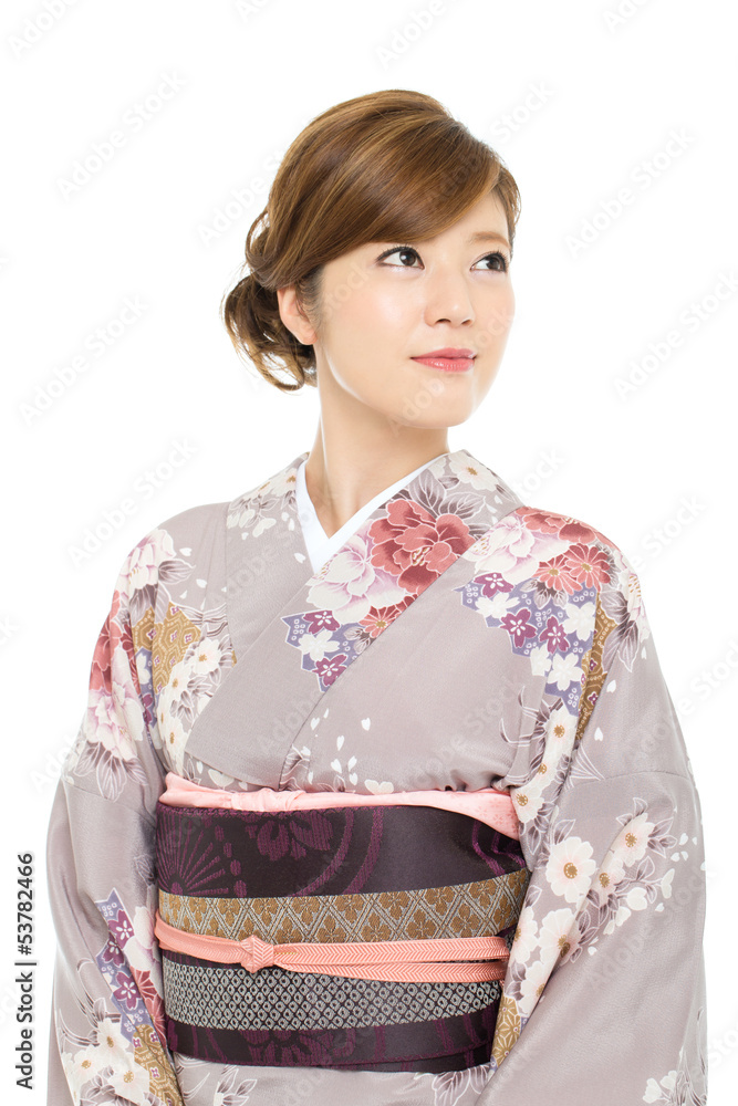 Beautiful japanese kimono woman isolated on white background Beautiful japanese kimono woman isolated on white background