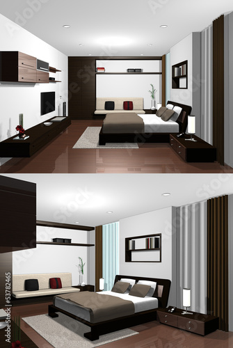 3D rendering of modern bedroom 