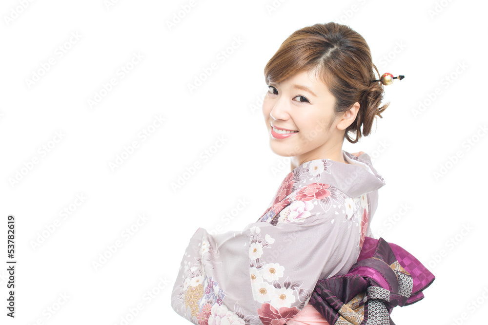 Beautiful japanese kimono woman isolated on white background Beautiful japanese kimono woman isolated on white background