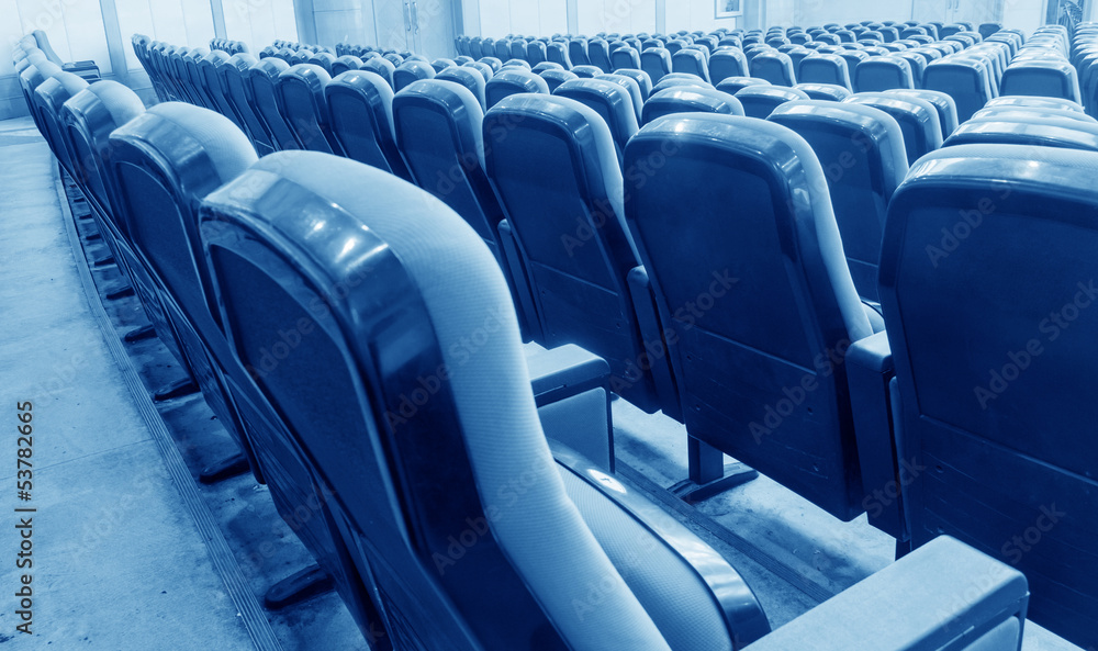 Fototapeta premium Empty hall for presentation with red armchairs