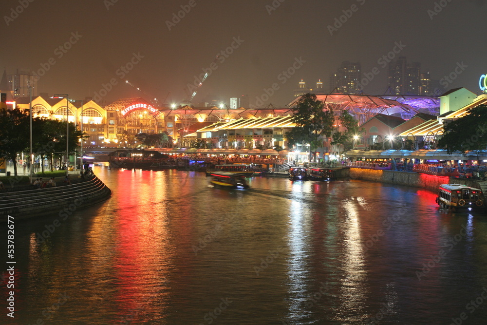 Clark Quay Singapore, Night Scene City Singapore Asia