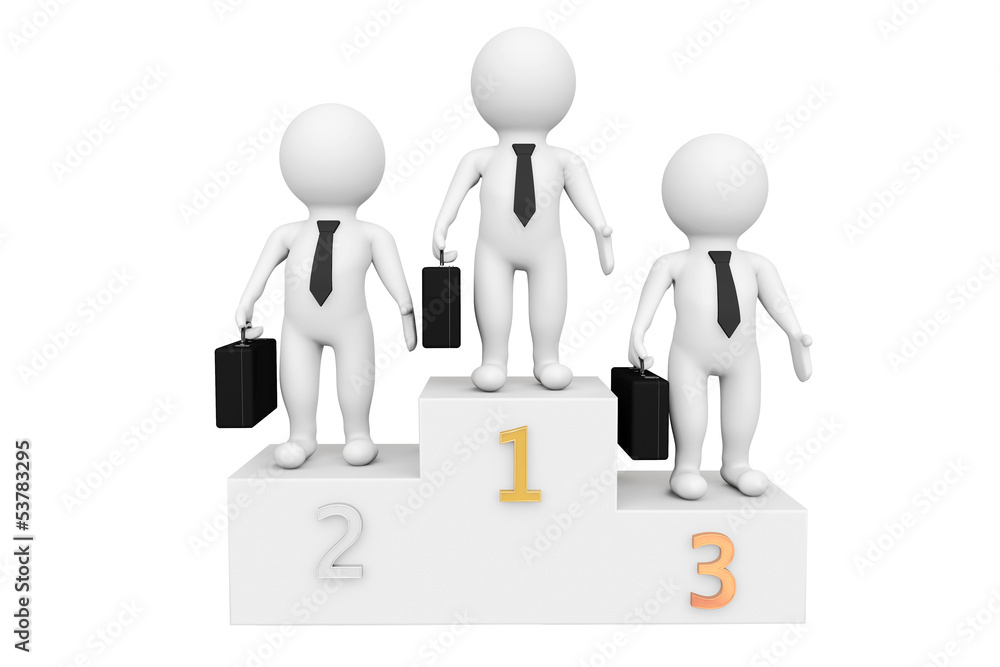 Winners Concept. Businessmans with pedestal Winners Concept. Businessmans with pedestal