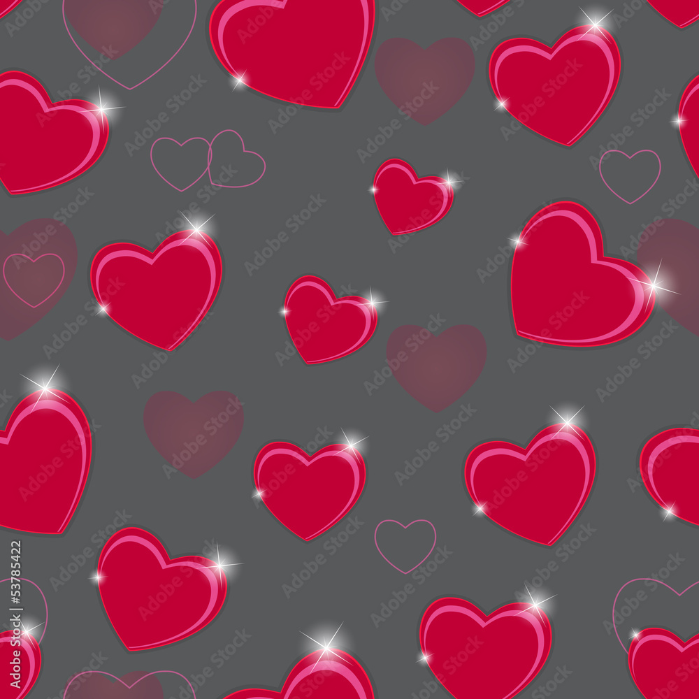 Happy Valentines Day seamless pattern background with heart. Vec