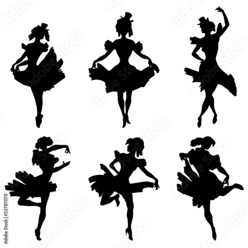 Cabaret dancer vector silhouettes set