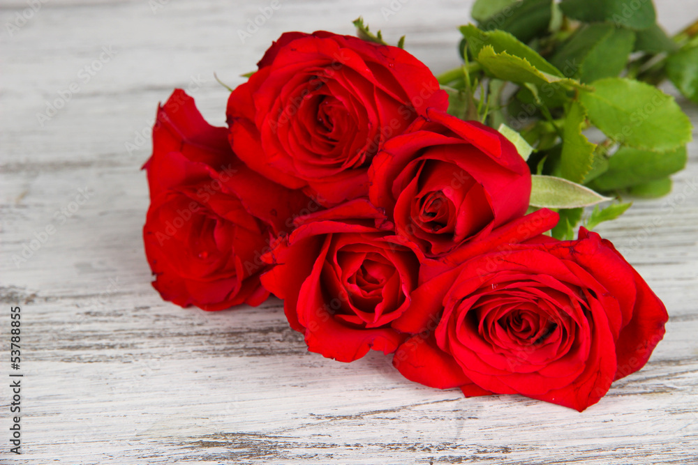 Beautiful bouquet of roses on table close-up Beautiful bouquet of roses on table close-up