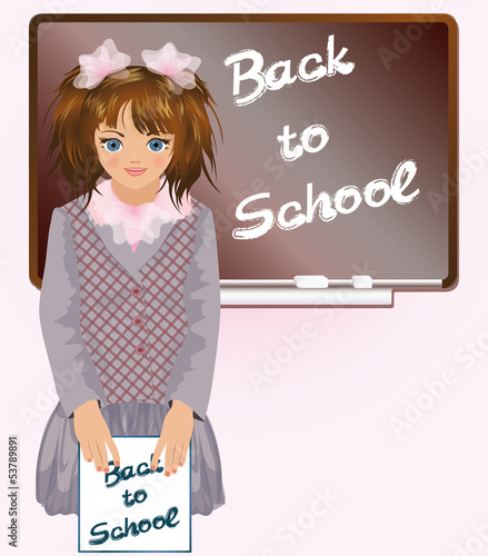 Schoolgirl with notebook Back to school