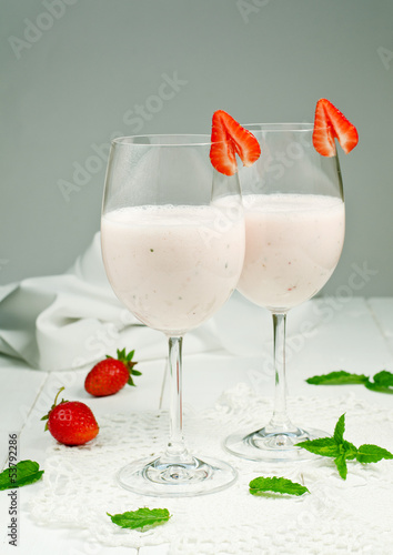 Served strawberry smoothie