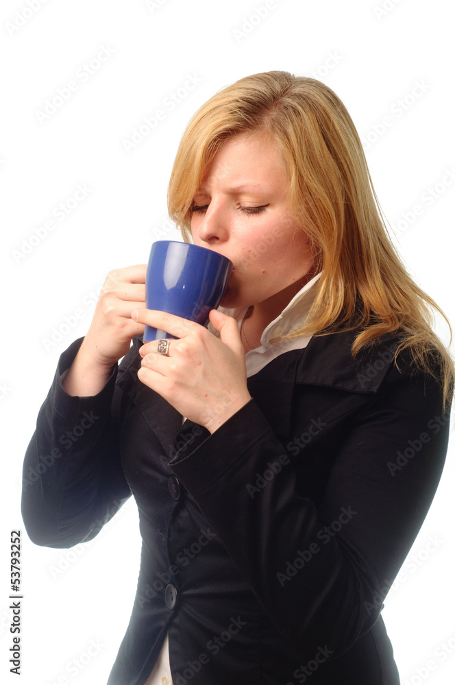 woman coffee cup isolated close up portrait woman coffee cup isolated close up portrait