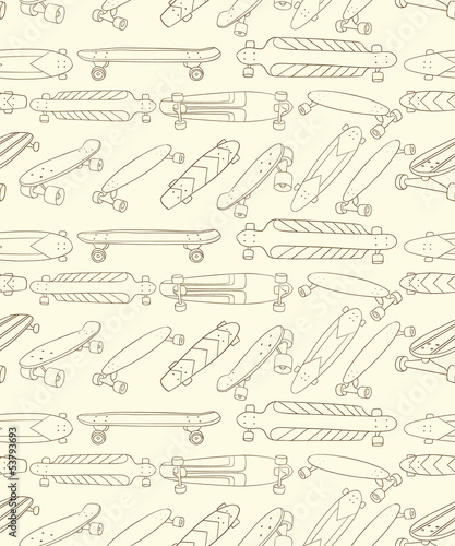Seamless pattern with various longboards 4