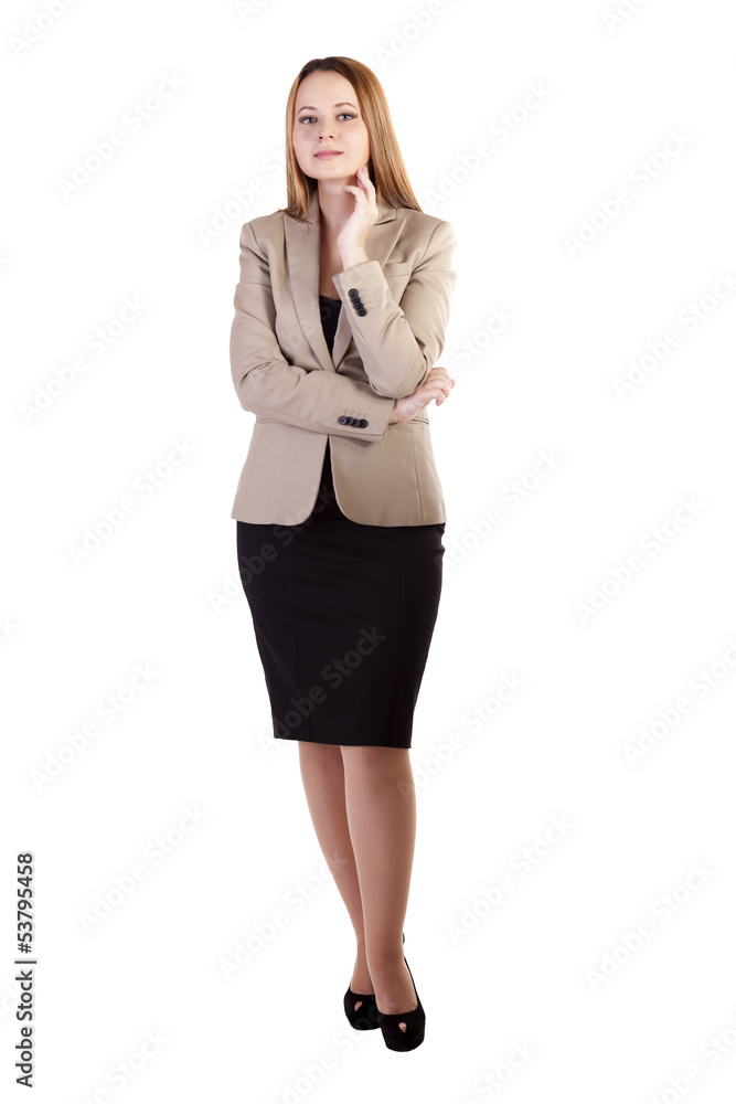 Smiling secretary full body isolated on white background Smiling secretary full body isolated on white background