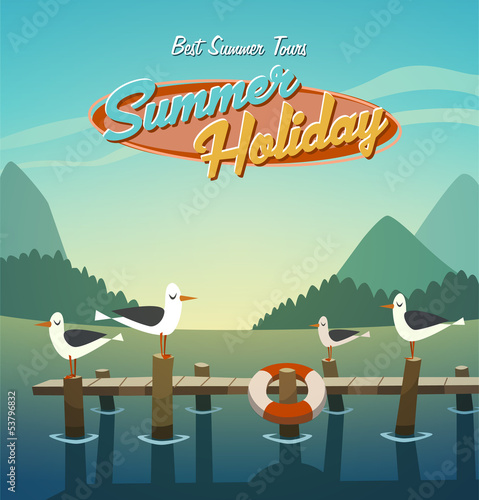 Summer holiday. Retro bacground