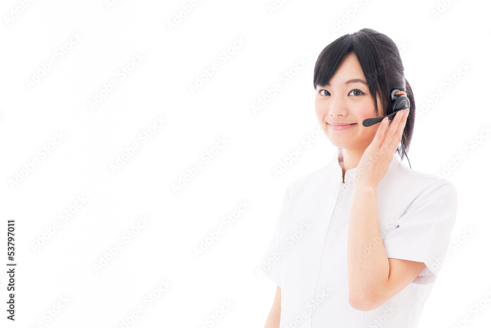 attractive asian nurse with headset attractive asian nurse with headset