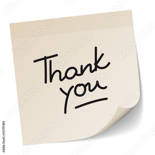 Beige Stick Note "Thank you"