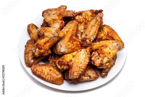 Plate of delicious barbecue chicken wings