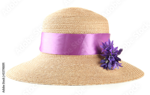 Beautiful summer hat, isolated on white