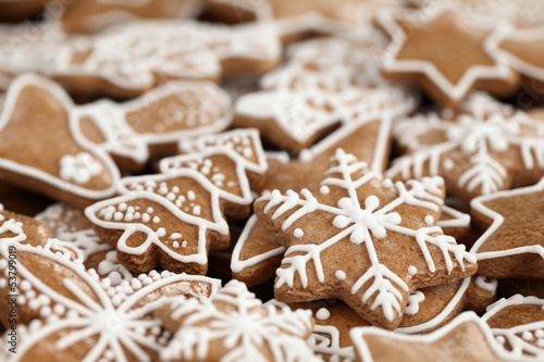 Close-up of Christmas gingerbread cookies
