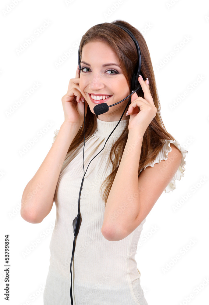 Call center operator isolated on white Call center operator isolated on white