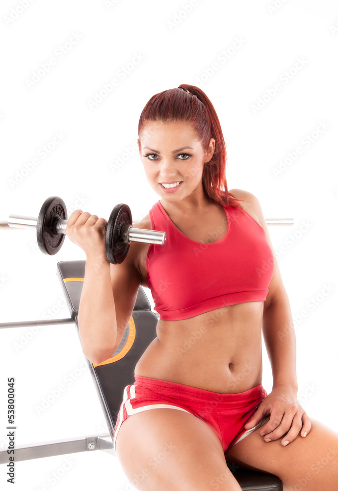 Beautiful fitness woman - isolated over white background Beautiful fitness woman - isolated over white background