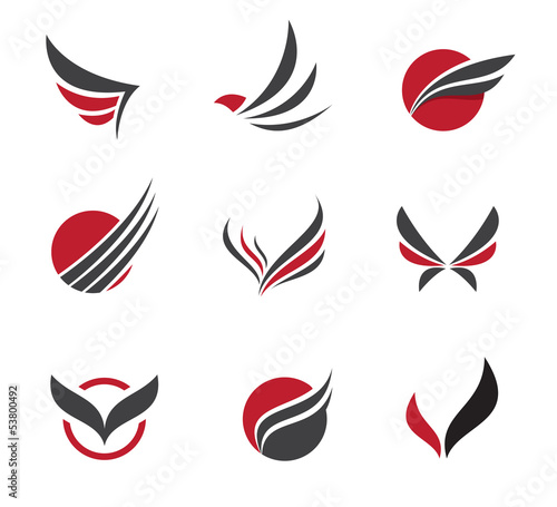 Black Vector set of wing symbols