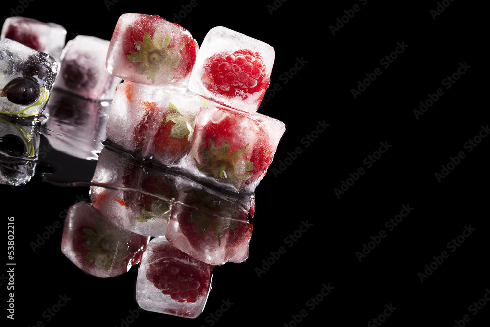 Frozen fruits isolated on black. Frozen fruits isolated on black.