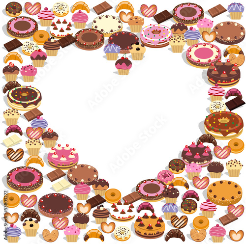 Dulces formando un corazón