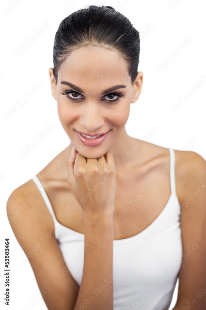 Beautiful brunette posing and looking at camera Beautiful brunette posing and looking at camera