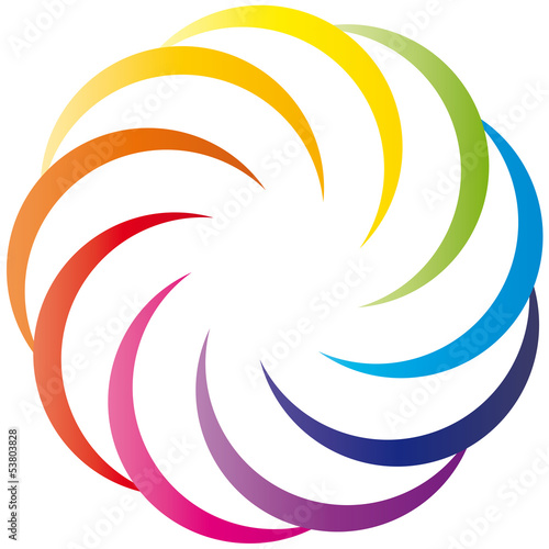 Logo -  Farbkreis als Blume -  runde Sicheln, Pride, gay pride, Inklusion und Integration, positiv, Positivität, Regenbogen, vektor, isoliert